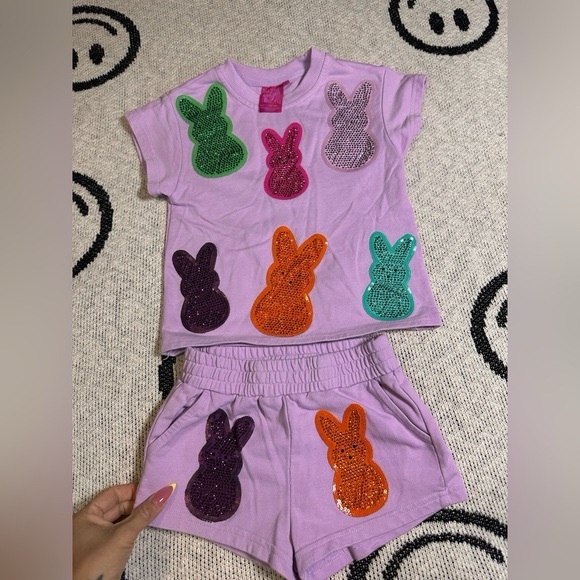 QUEEN OF SPARKLES -Multi Peep Kids Bunny Matching Set -Lavender size 6 - Picture 2 of 15